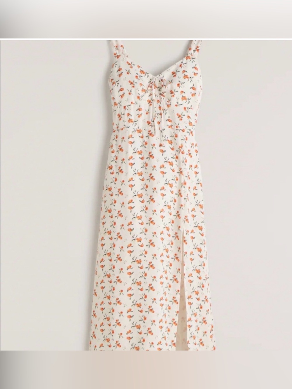 Abercrombie & Fitch Cinch-Front Midi Dress in Peach Print Small - Picture 6 of 16